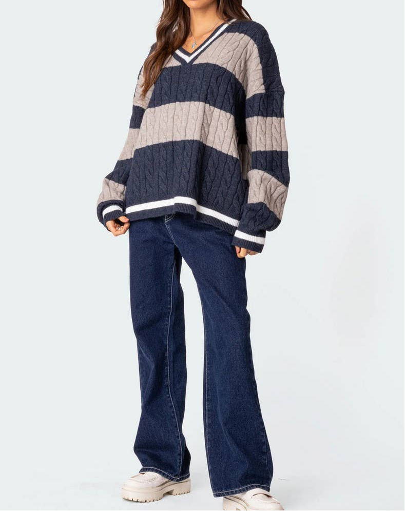 Evie Striped Loose Knit Sweater