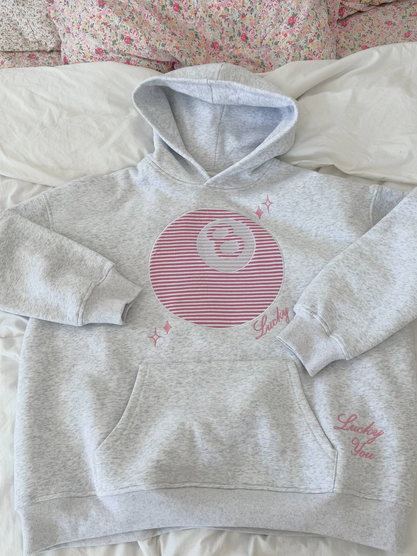 Lucky You, 8 Ball Embroidered Hoodie