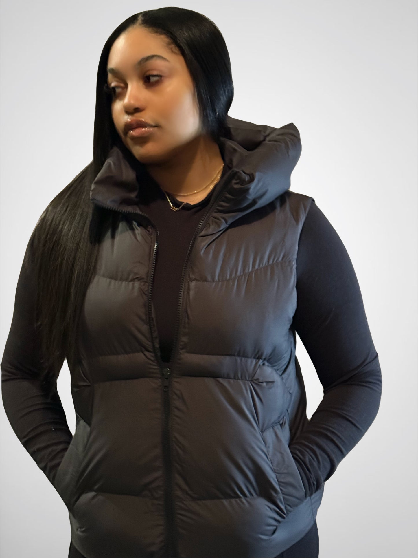 Myla hooded puffer vest | Black