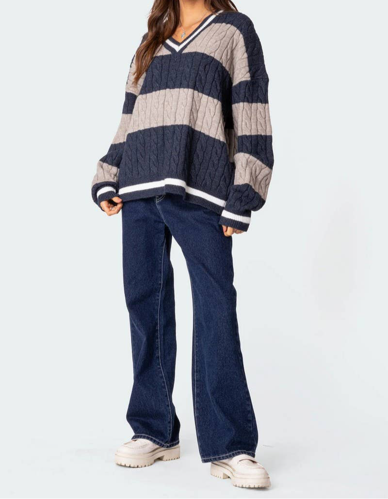 Evie Striped Loose Knit Sweater