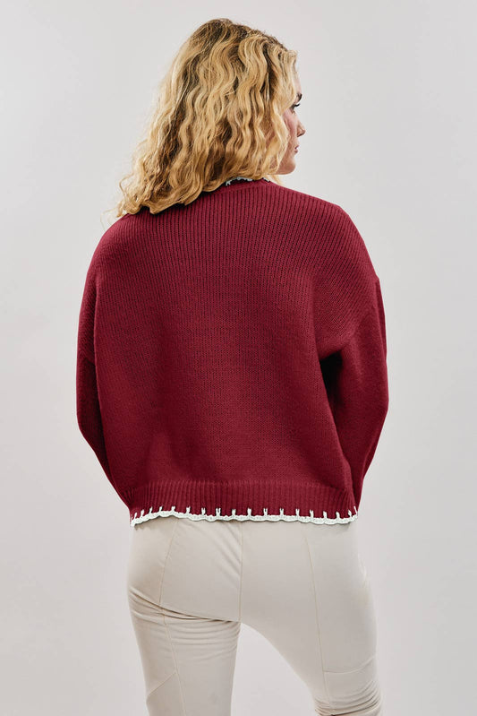 Oh Christmas Tree Oversized Sweater | Burgundy