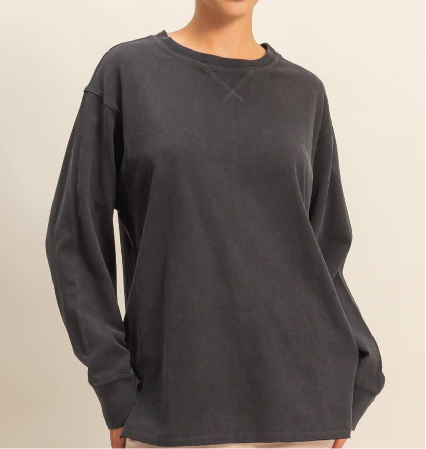 Mineral Washed Drop Shoulder Long Sleeve Shirt