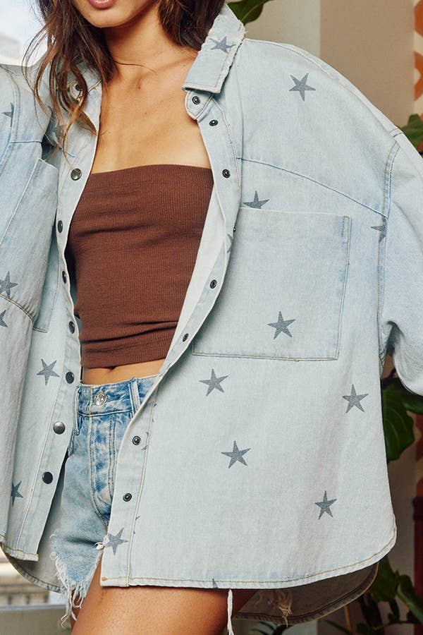 Star Power Washed Denim Shacket
