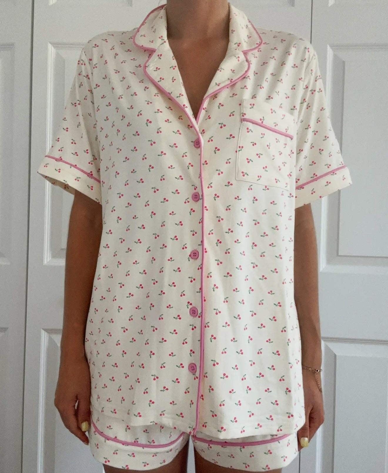 Cherry on Top Short Sleeve Button Up Pajama Top
