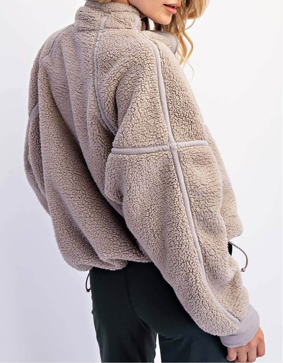 Sammi Sherpa Quarter Zip Pullover | Taupe