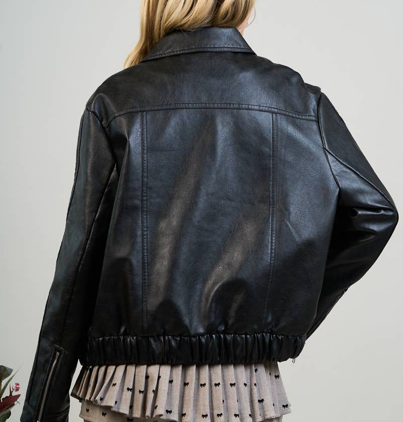 Riah Faux Leather bow Jacket