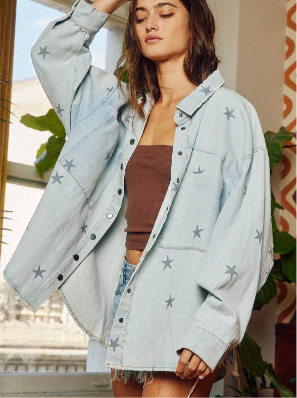 Star Power Washed Denim Shacket