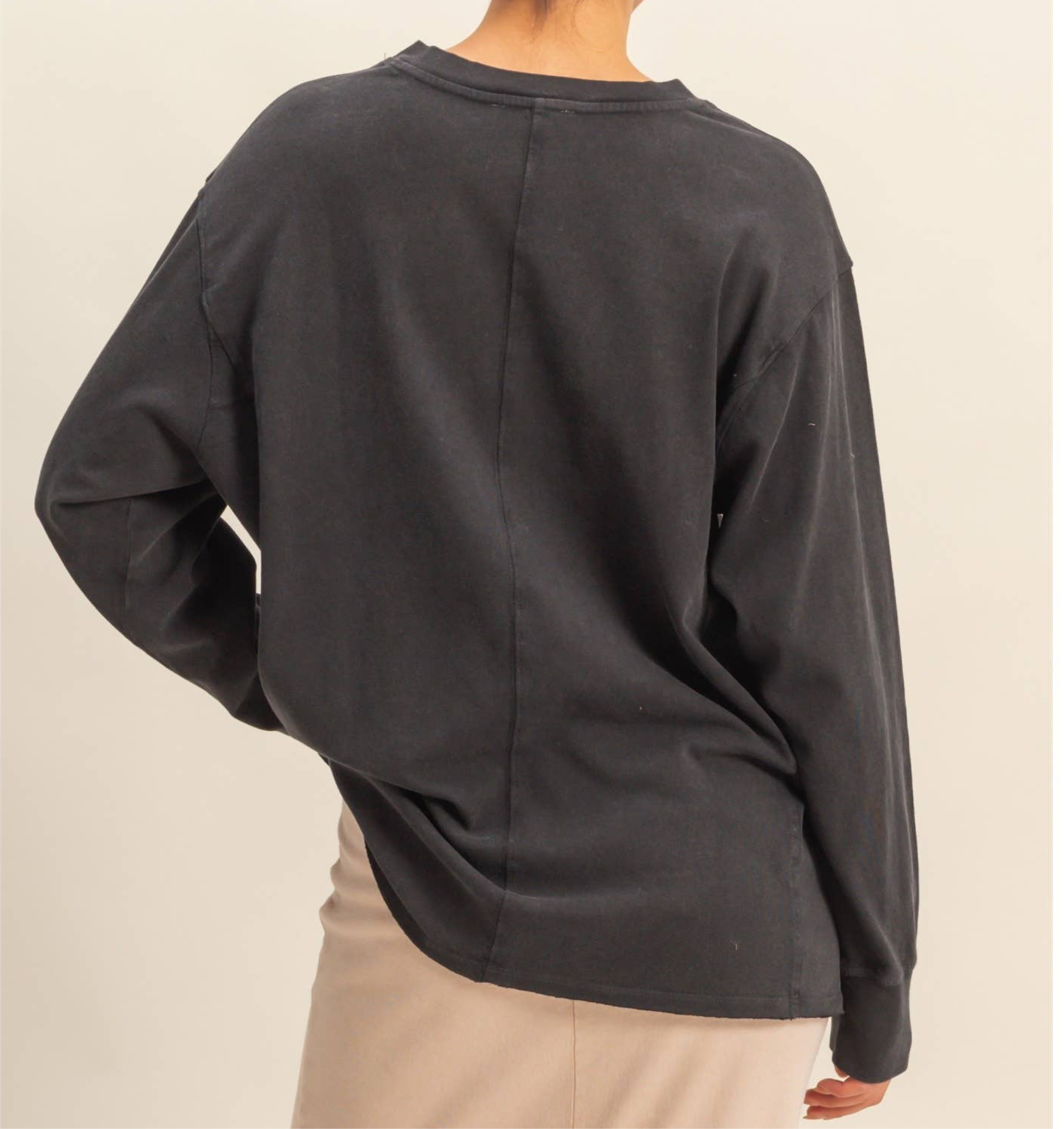 Mineral Washed Drop Shoulder Long Sleeve Shirt