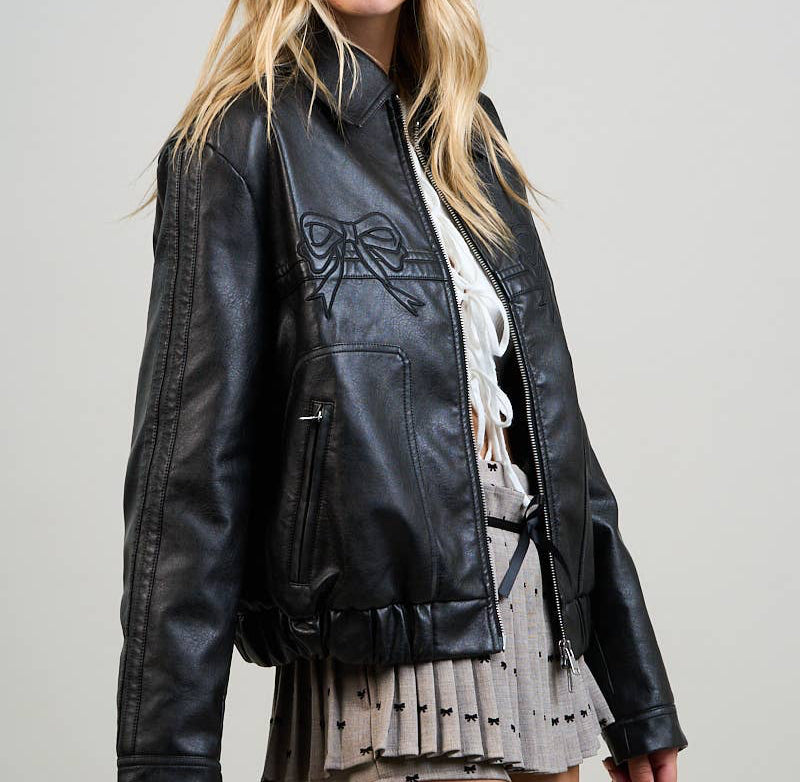 Riah Faux Leather bow Jacket