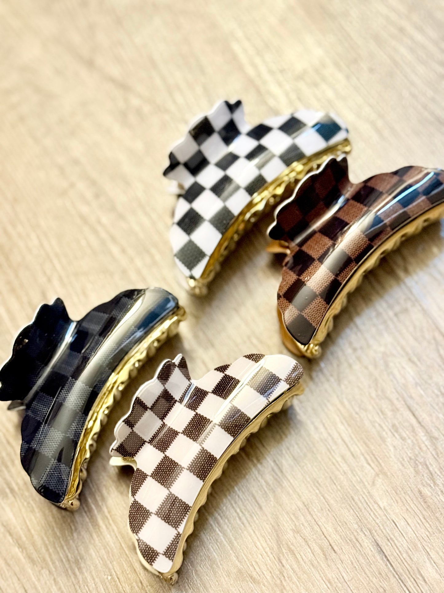 Checker Printed Hair Clip