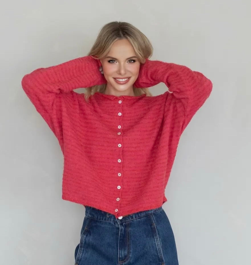 Kami Cardigan | Raspberry Stripe