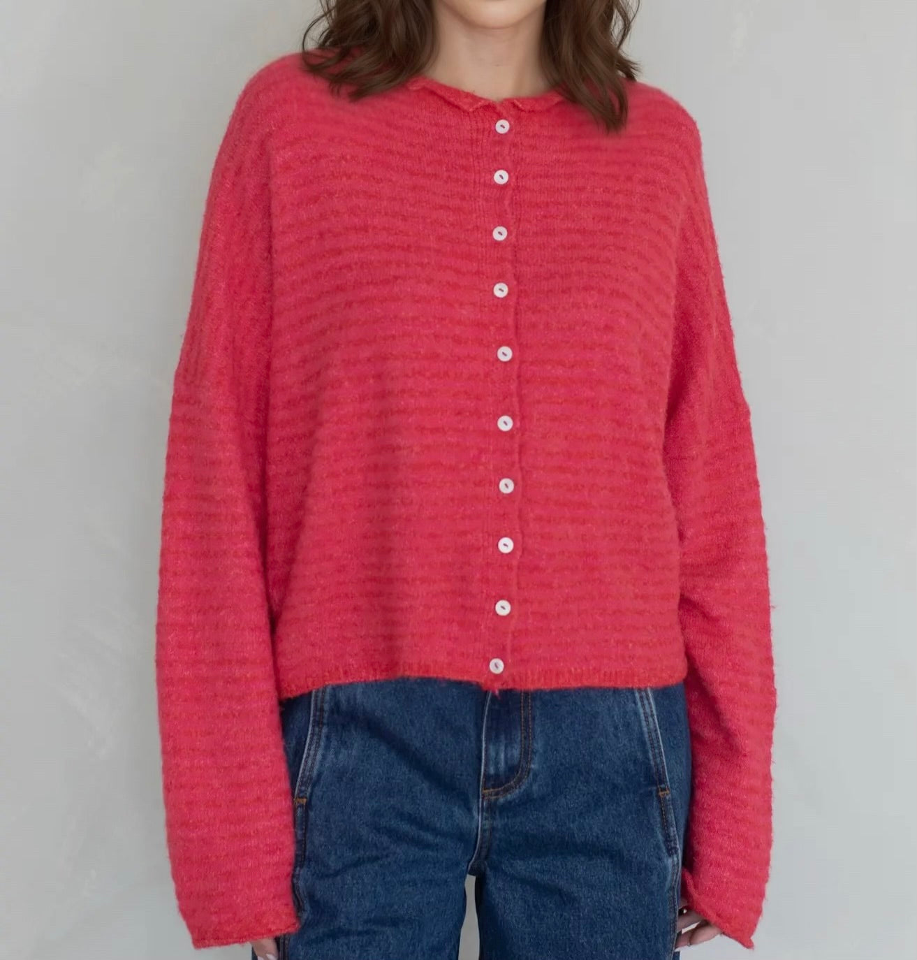 Kami Cardigan | Raspberry Stripe