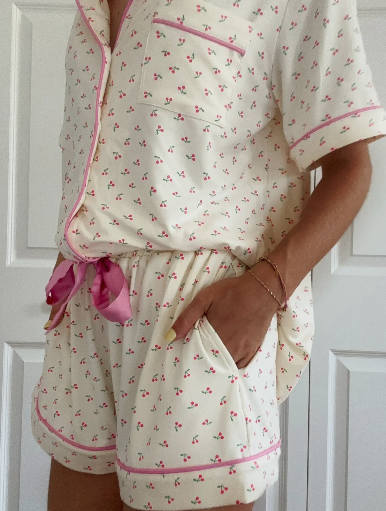 Cherry on Top Short Sleeve Button Up Pajama Top
