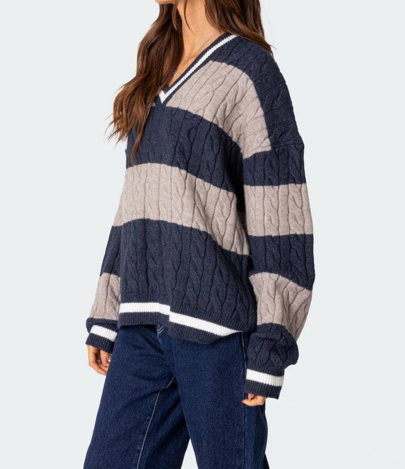 Evie Striped Loose Knit Sweater