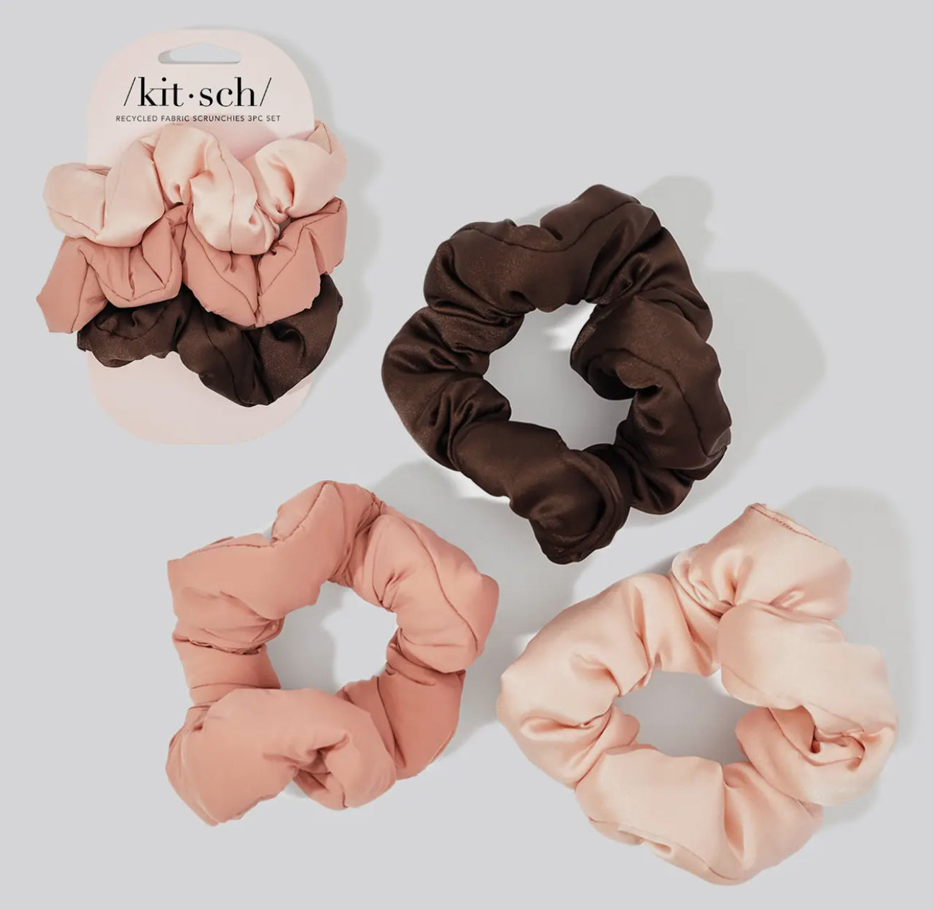 Recycled Fabric Cloud Scrunchies 3pc Set | Rosewood