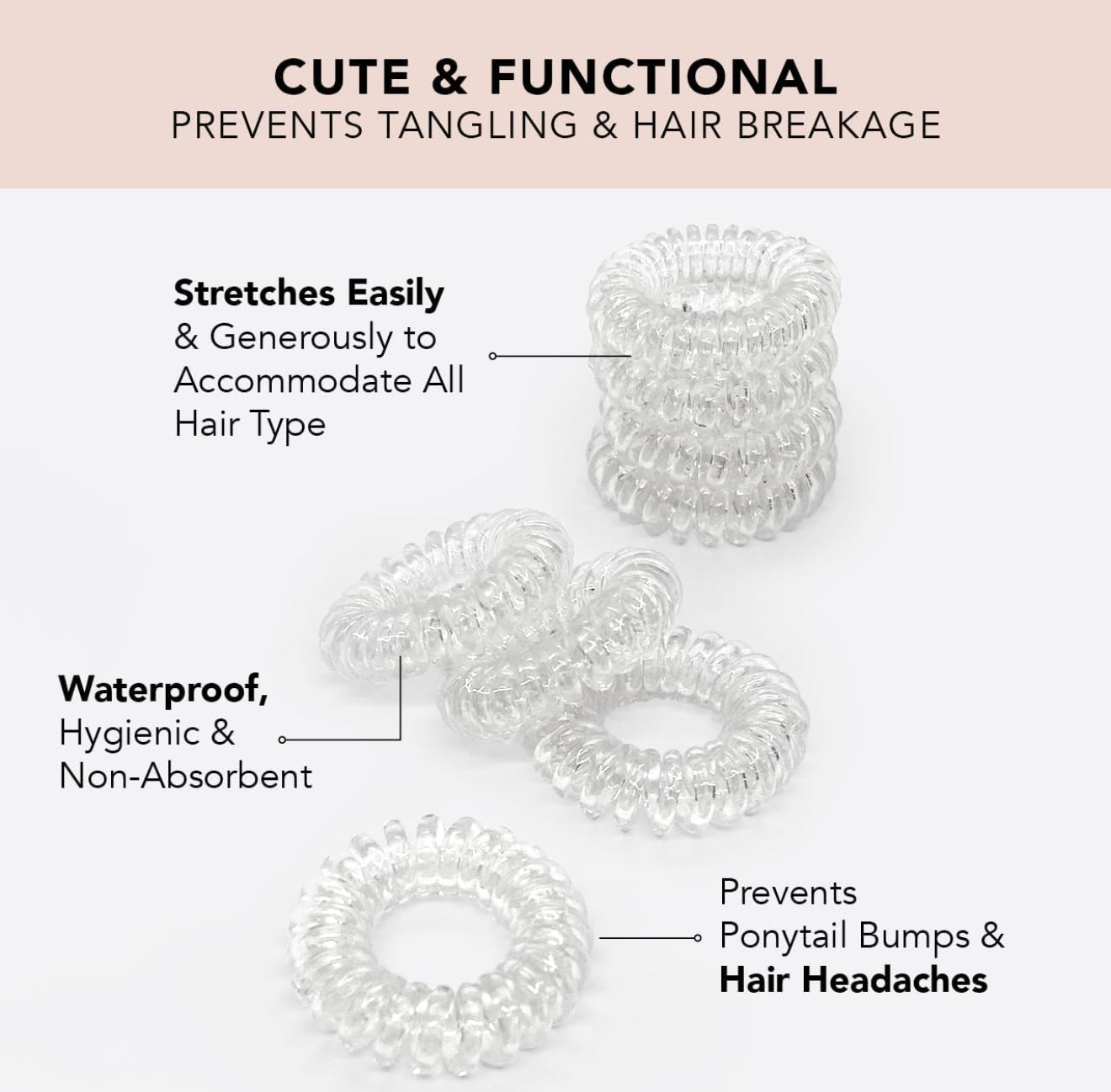 8 Pack Hair Coils | Clear