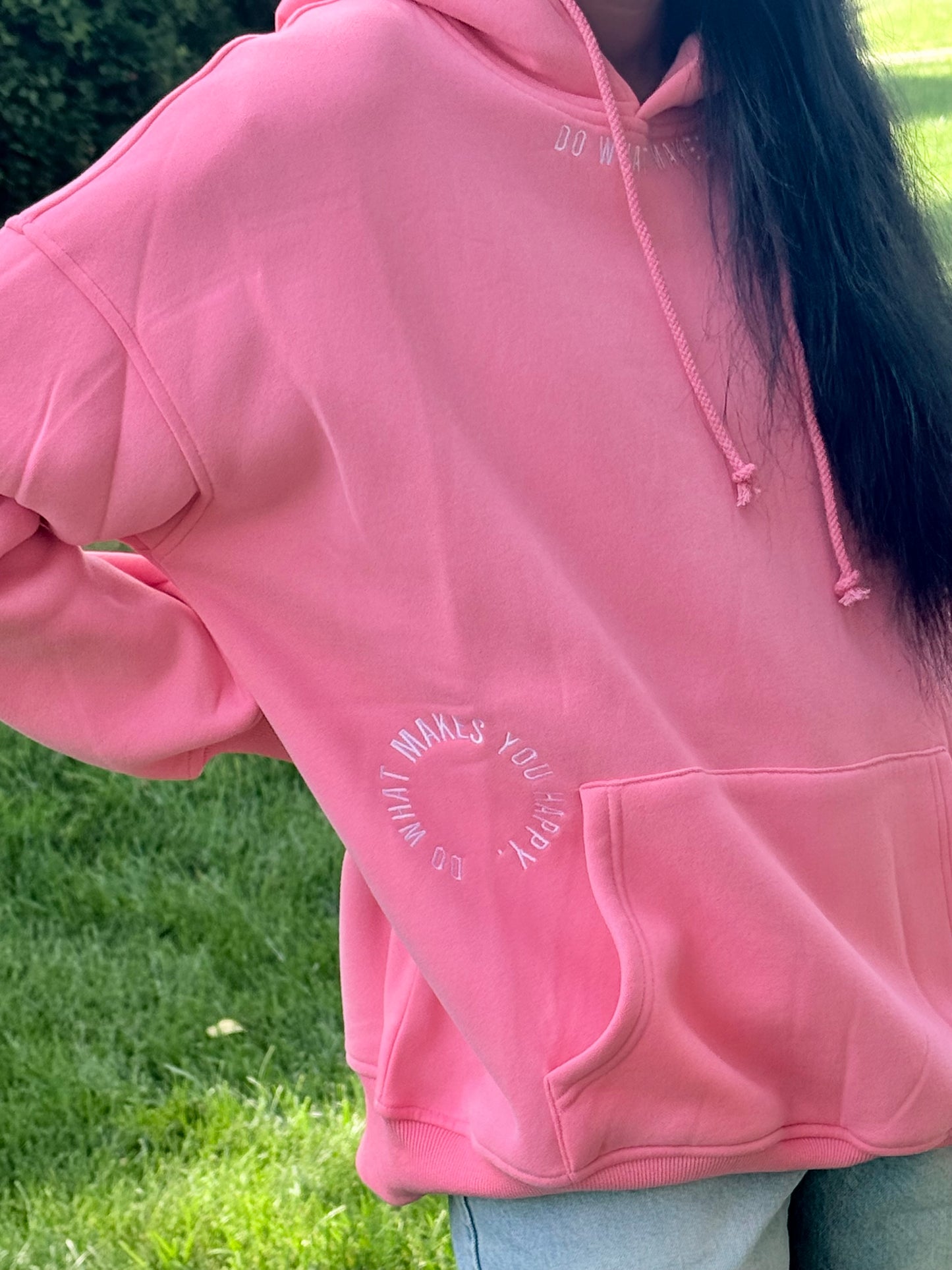 Do What Makes You Happy Embroiderd Hoodie | Pink