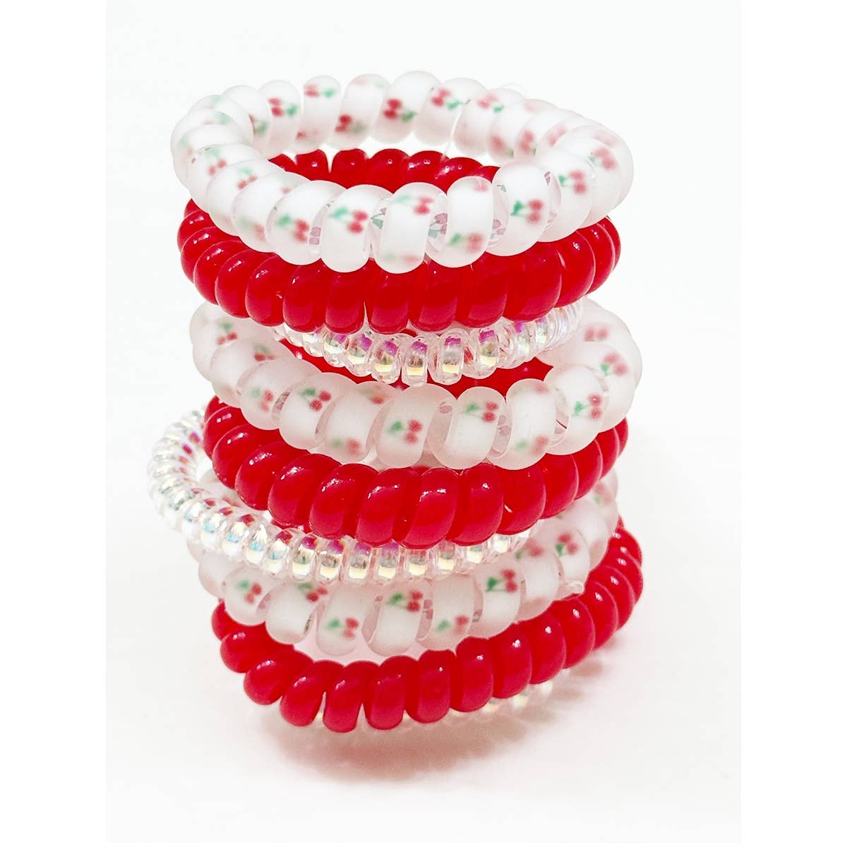 Cherry Spiral Hair Ties