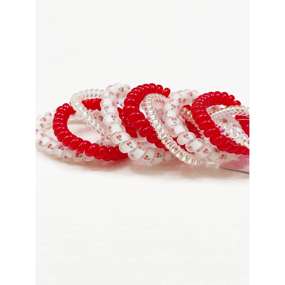 Cherry Spiral Hair Ties