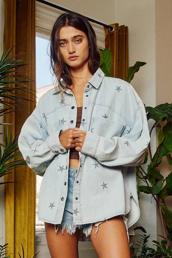 Star Power Washed Denim Shacket
