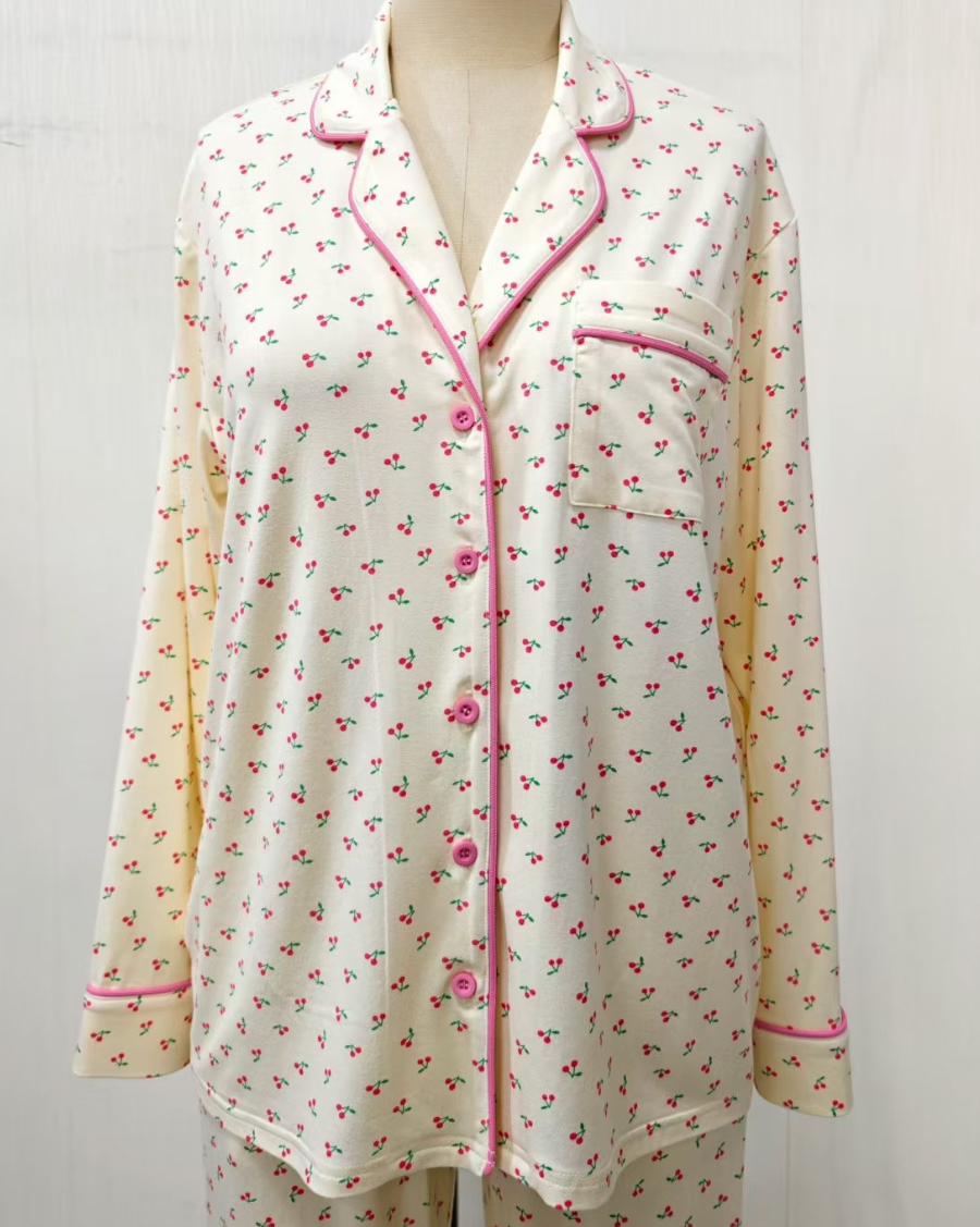 Cherry on Top Long Sleeve Button Up Pajama Top
