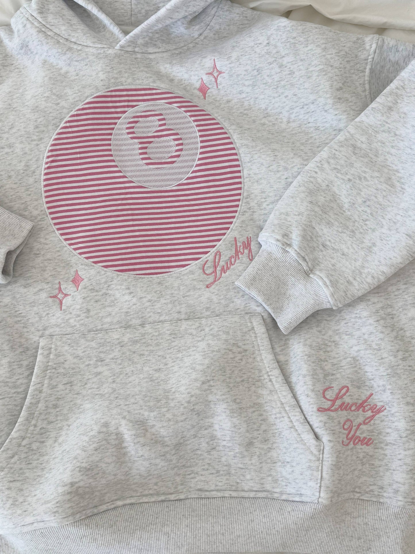 Lucky You, 8 Ball Embroidered Hoodie