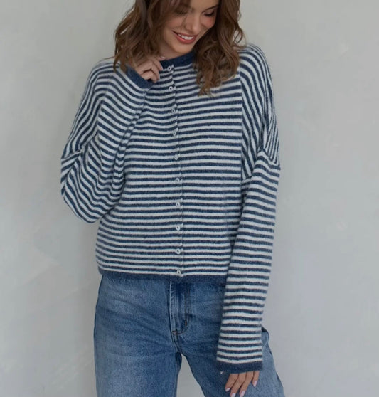 Kami Cardigan | Denim Stripe