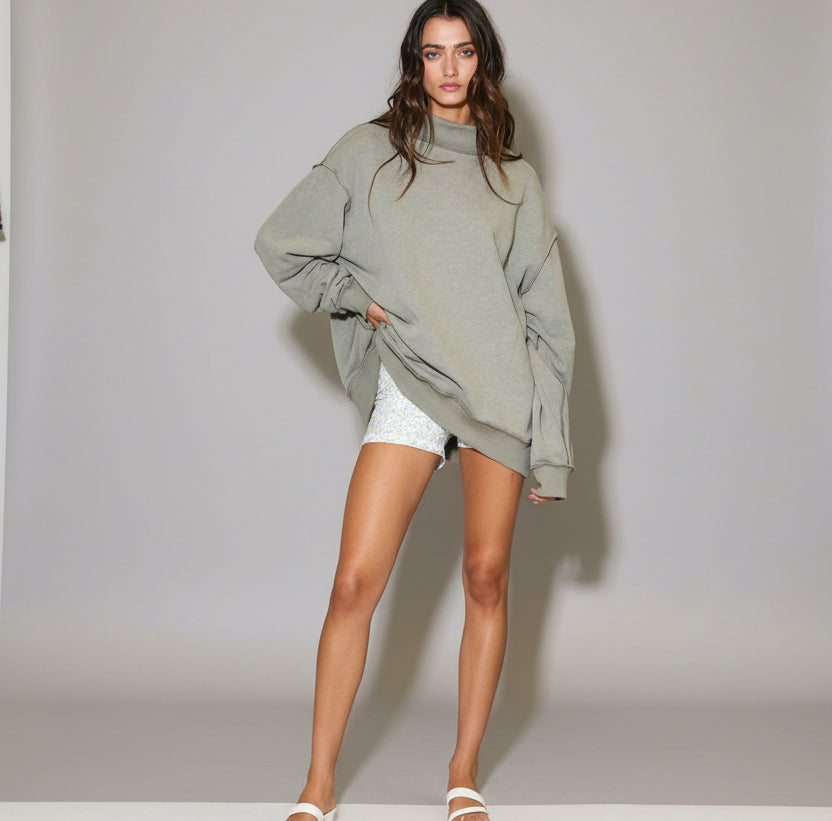 Vintage Wash Oversized Mockneck