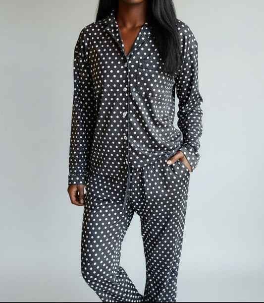 Casual Comfort Long Sleeve Pajama Set | Polka Dot