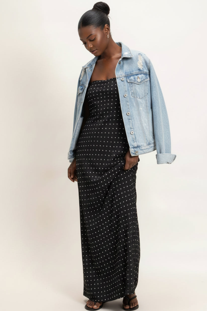 Polka Dot Maxi Dress | Black