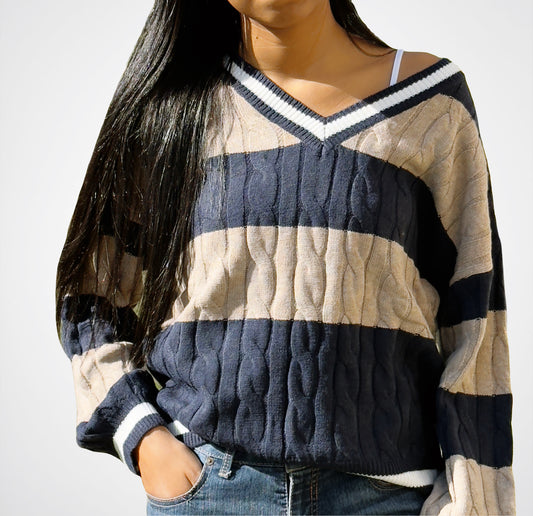 Evie Striped Loose Knit Sweater