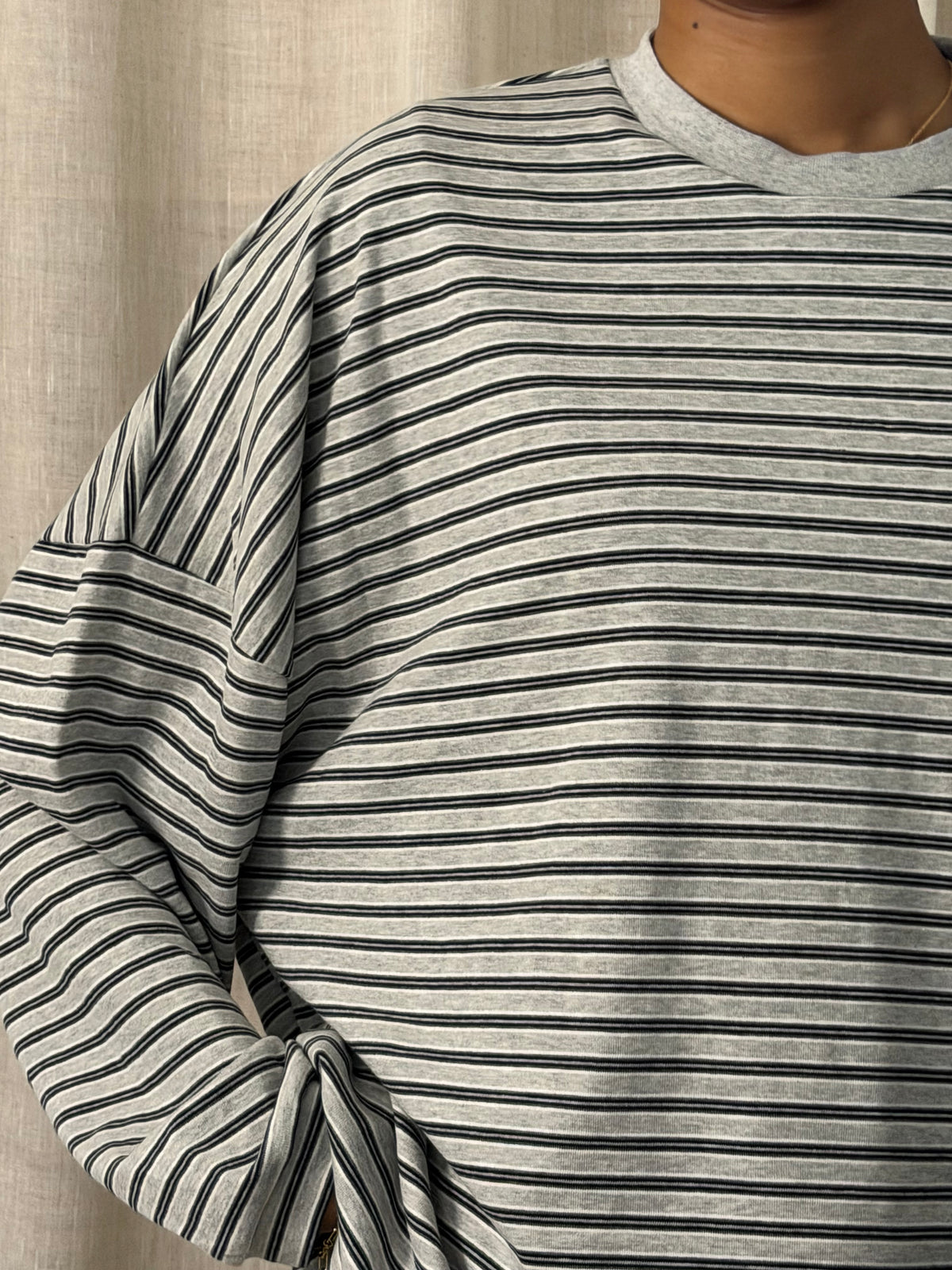 Celine Striped Top | Grey