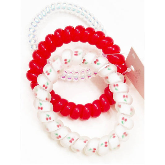 Cherry Spiral Hair Ties