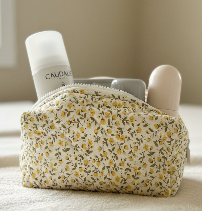 Vintage Quilted Make up Bag | Lemon Blossom