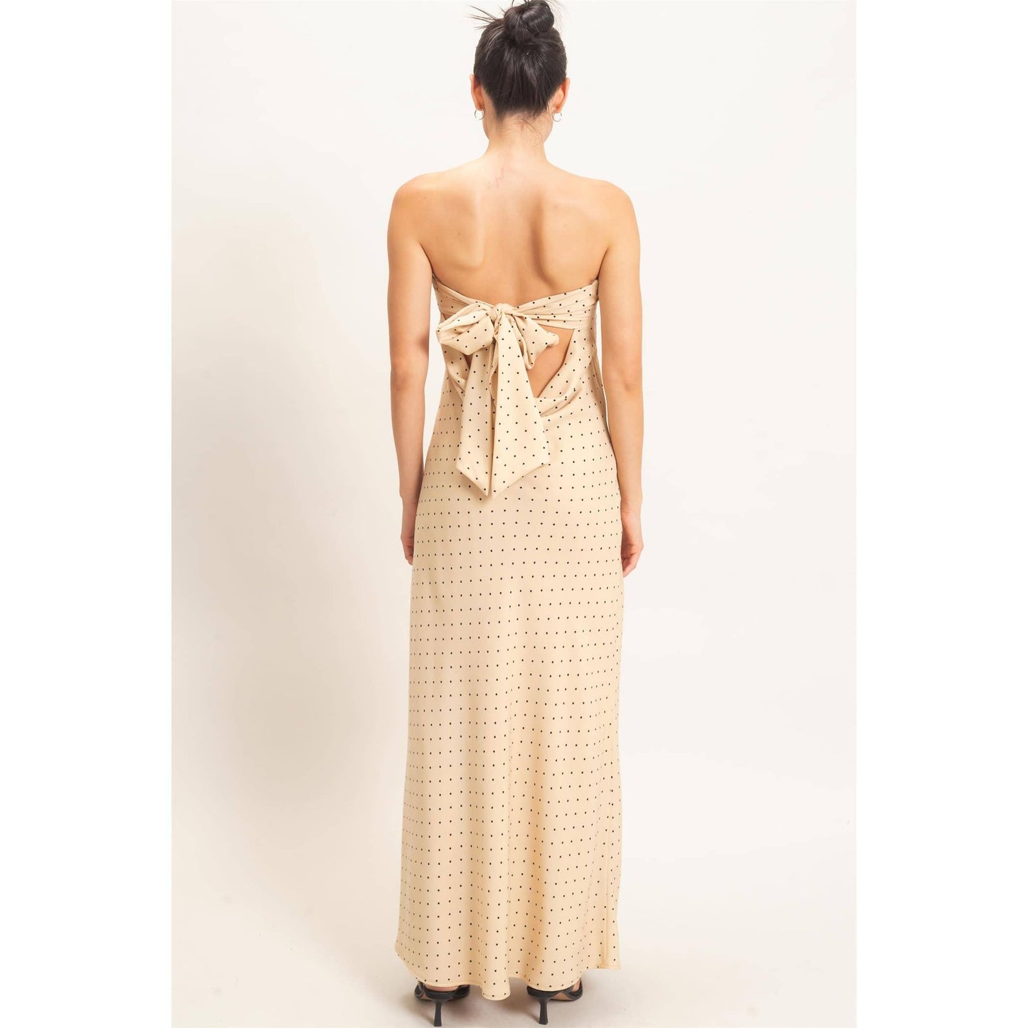 Polka Dot Maxi Dress | Beige