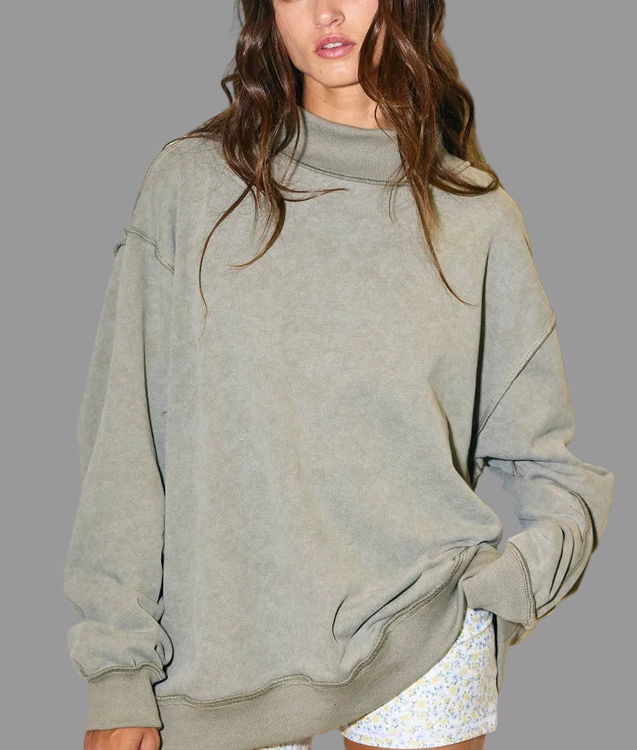 Vintage Wash Oversized Mockneck
