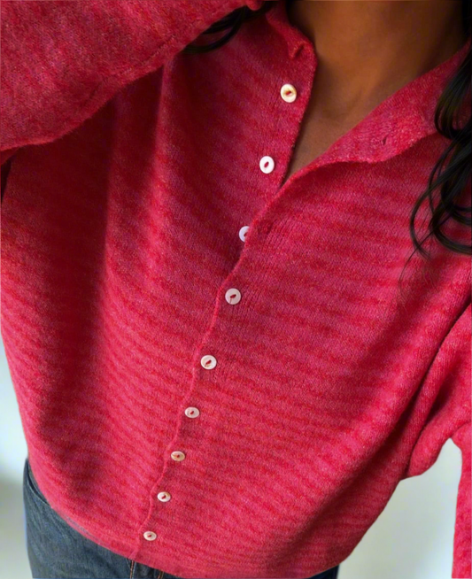 Kami Cardigan | Raspberry Stripe