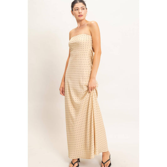 Polka Dot Maxi Dress | Beige