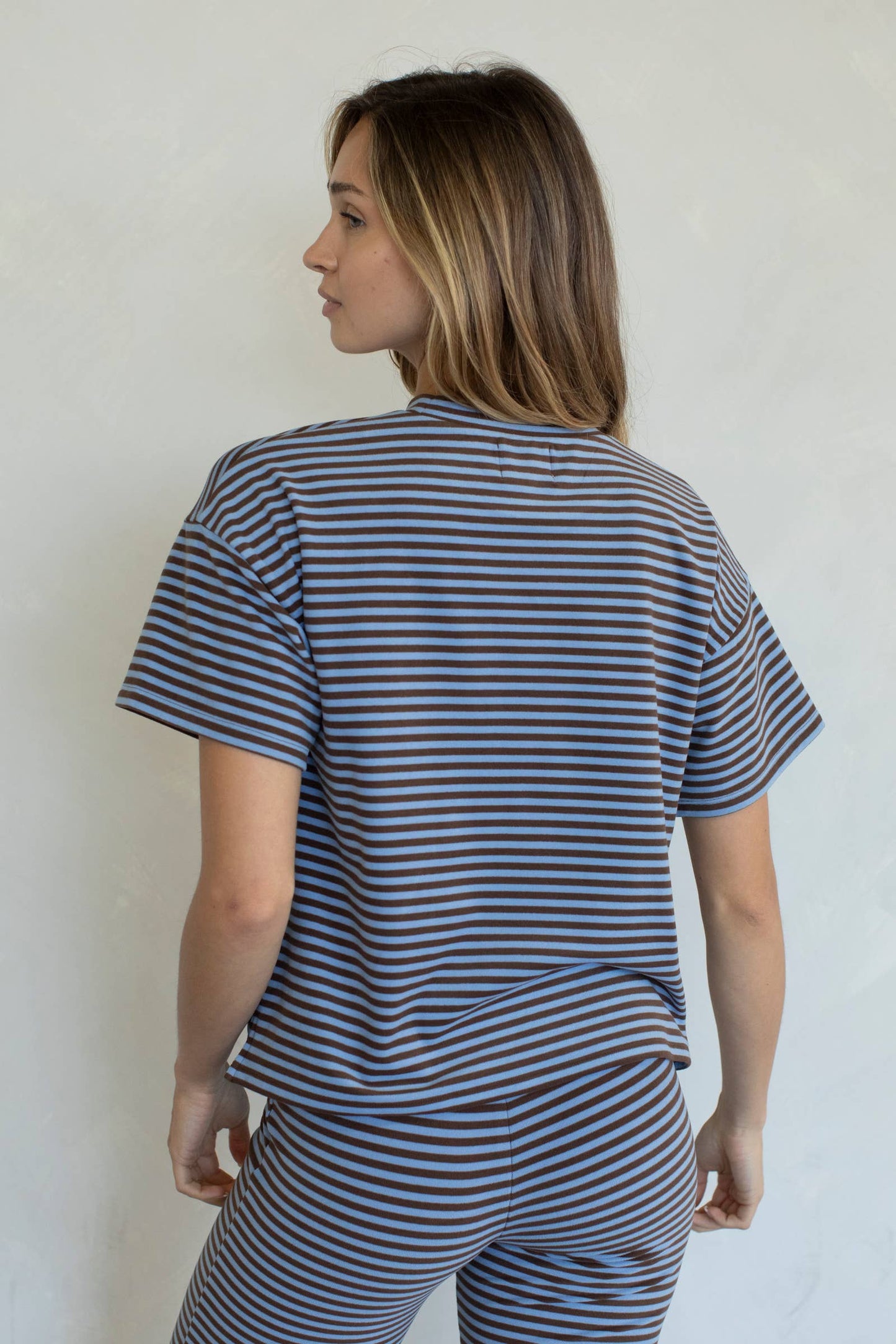 Mia Brushed Knit Tee |Dusty Blue