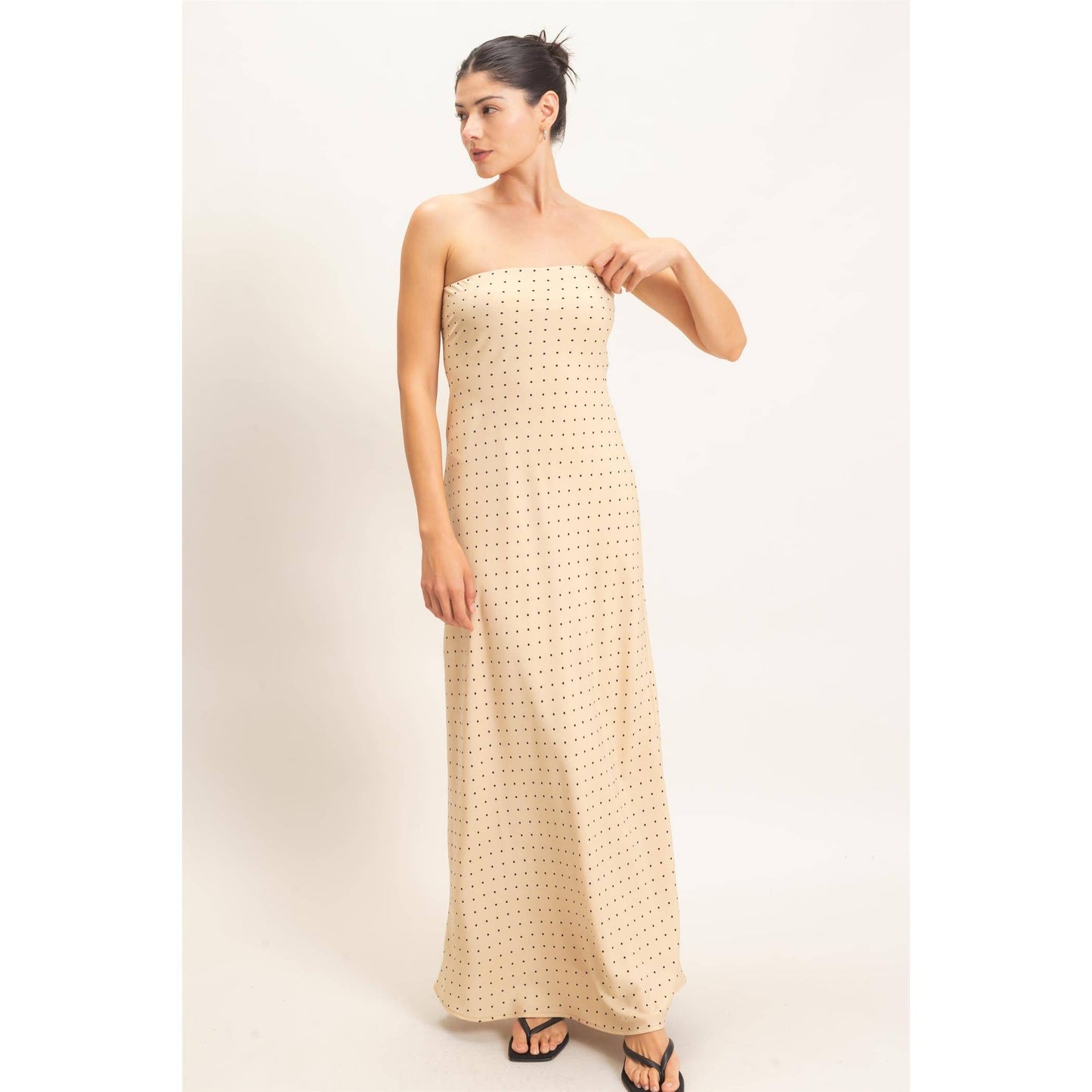 Polka Dot Maxi Dress | Beige