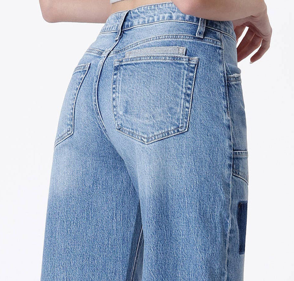 Nola Patchwork Barrel Jeans