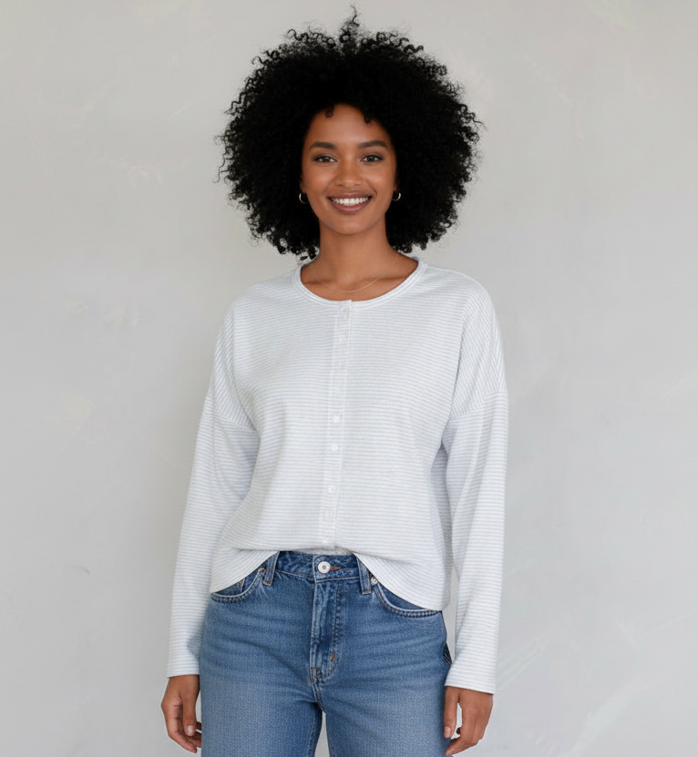 Mila Mini Stripe Button Top