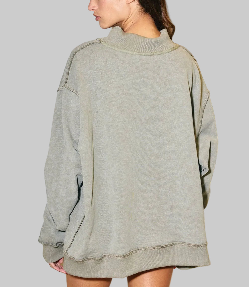 Vintage Wash Oversized Mockneck