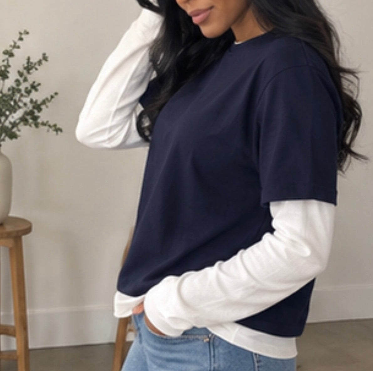 Layered Pointelle tee