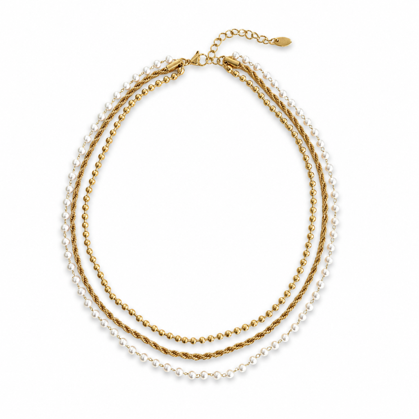 Layered Pearl & Gold Chain Necklace