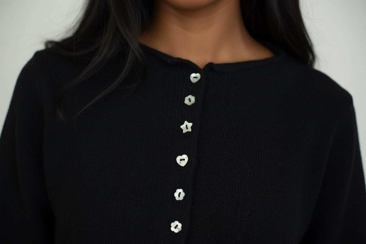 Kami Cardigan - Black with Mismatched Buttons