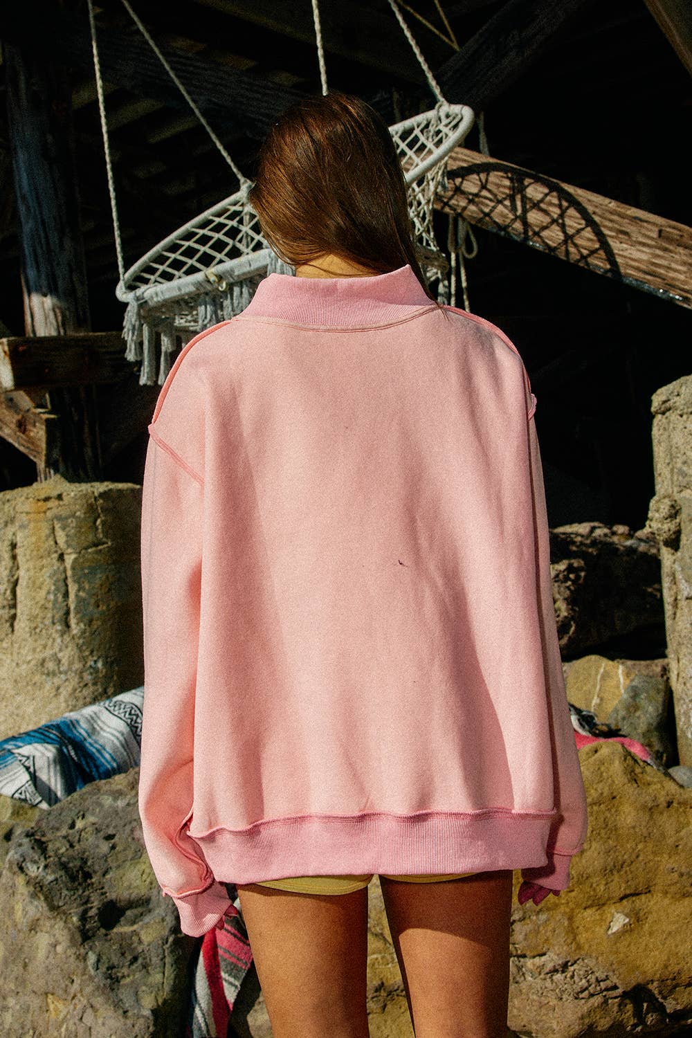 Pray Embroidered Mock Neck