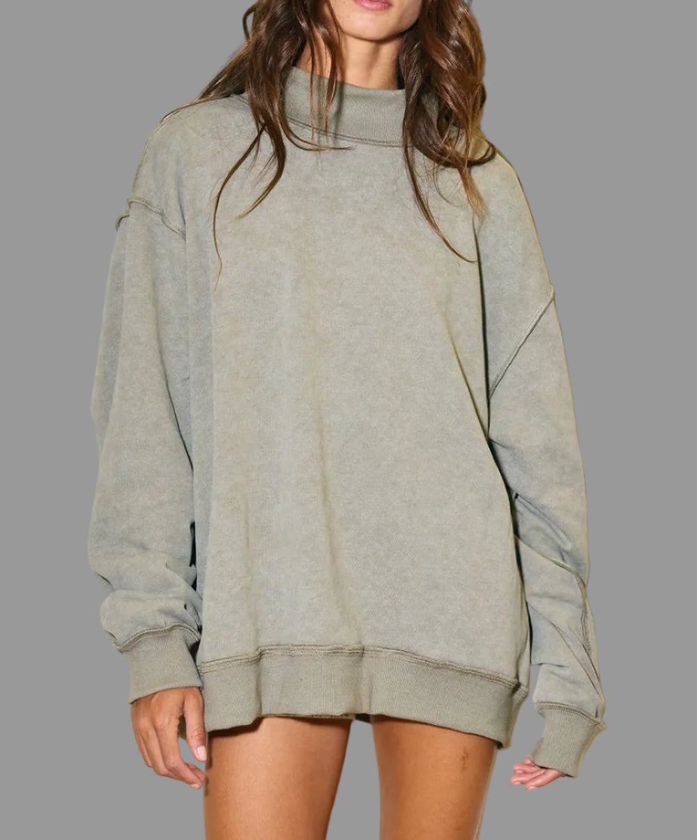 Vintage Wash Oversized Mockneck