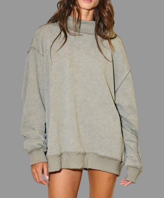 Vintage Wash Oversized Mockneck
