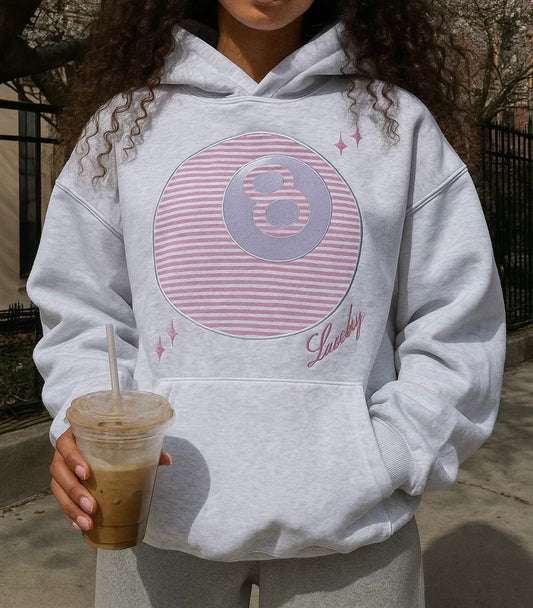 Lucky You, 8 Ball Embroidered Hoodie